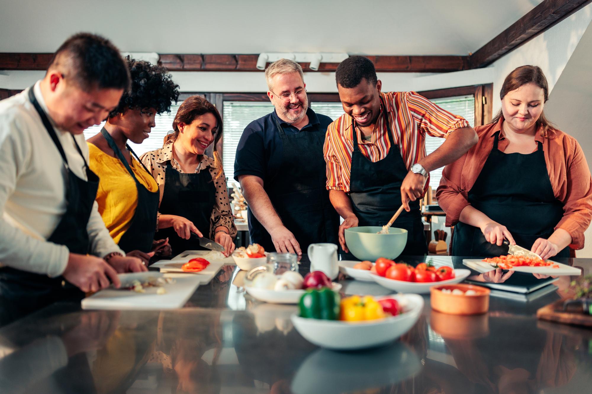 workshop with chefs preparing food